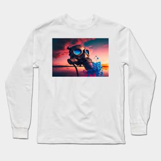 Cyberpunk Gasmask Artwork / Gasmask Splashing In Water Long Sleeve T-Shirt